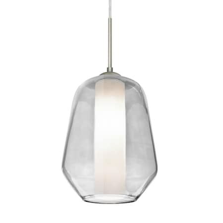 Besa Lighting Link Pendant, Clear/Opal, Satin Nickel Finish, 1x60W Incandescent 1JT-LINKCL-SN